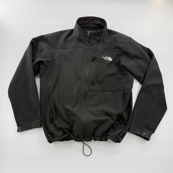The North Face Black Softshell Jacket Mens L Windproof Fleece Lined Zip Pockets - Picture 1 of 7